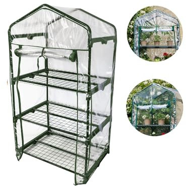 Avilia Serra a 3 Piani | Serra con Copertura Removibile | Attrezzi per Giardinaggio | Serra con Copertura in PVC | Serra per Balconi e Giardini | Vivaio per Fiori e Piante 70x47x7cm