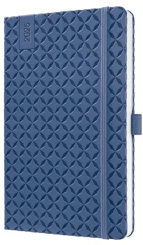SIGEL J5101 Wochenkalender 2025 A5, Jolie, blau, Hardcover, Gummiband, Stiftschlaufe, Einstecktasche, 174 Seiten, vegan, Buchkalender, Terminplaner