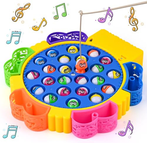 Weinsamkeit Jeux de Pêche Électriques, Jouet Enfant 2 3 4 Ans Jeux Peche a La Ligne avec 24 Poissons, 4 Cannes à Pêche Jeux Montessori Musical Jeu Educatif Jouet Cadeau pour Garcon Fille 3 4 5 6 Ans