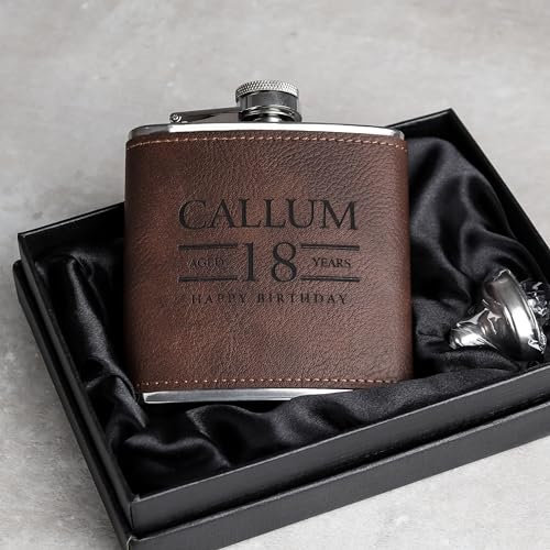 The Birthday Hip Flask 18th 21st 40th 50th Gift Idea (Brown)