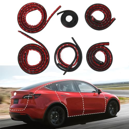 Car Door Soundproof Seal Kit for Tesla Model 3 2017-2024, Rubber Weather Draft Seal Strip Wind Noise Reduction Kit for Car Window and Door, Trunk Edge, Engine Cover