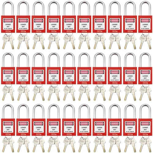 SAFBY Lockout Tagout (Loto) Locks – Keyed Alike OSHA Safety Lock Out Tag Out Lock Same for Stations and Devices Kits Red (30 PCS)
