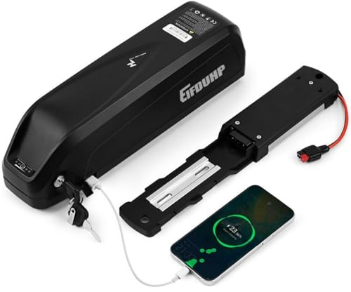 Ebike Akku 36V / 48V, Ebike Batterie Pack mit Ladegerät, 4Pin / 5Pin Grundplatte, Sicherheitssperre & Batteriestandsanzeige für 50-1500W Motor (48V 13AH für 0-1000W,5 Pin)