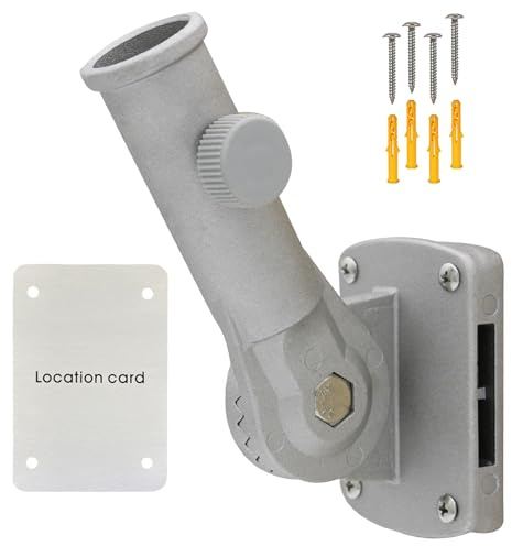 NQ Fahnenhalter Verstellbar, 2,5CM Durchmesser, Halterung für Fahnenmast, Fahnenmasthalter zur Wandmontage，Fahnenmasthalterung aus Aluminiumlegierung,Flag Pole Holder(Silber)