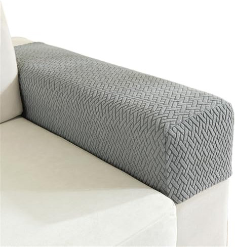 FANSU 2 fundas elásticas para reposabrazos, tejido jacquard, monocolor, antideslizantes, para muebles (gris)