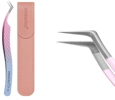 ANNAFRIS Pinzas para Pestañas, Pinzas Pestañas Pelo a Pelo, Precisión Pinza, Pinzas Extensiones Pestañas, Lash Tweezers Profesionales(F02)
