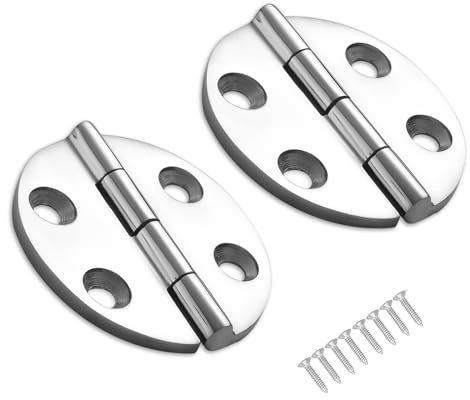 Robuste Scharniere für Schiffsluke, 316 Edelstahl, 6,3 cm, runde Scharniere für Schranktür mit Schrauben, 2 Stück