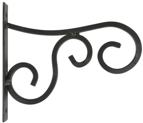 Generisch Wandhaken Wandhalterung für Blumenampel Landhausstil Eisen 21,5cm Haken schwarz (BPH74)