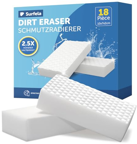 Surfela 18 Piezas Borrador Magico, 10×7×2cm Esponja Magica Limpieza Paredes, Magic Eraser Sponge para 2.5 X más Fuerte, Adecuado para Cocina, Baño, Paredes, Zapatos, Cristales de Ventanas