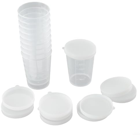 Leichte Messbecher mit Deckel, für kleine Flüssigkeitsmessungen (50 ml), 10 Stück