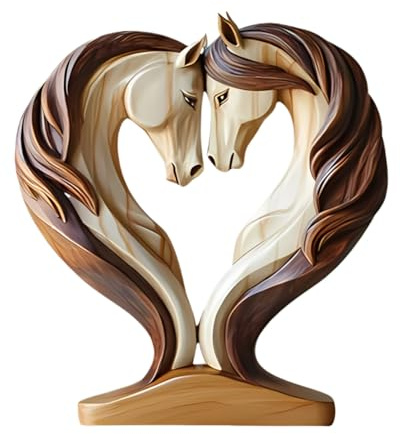 Generisch Statua di cavallo, in legno, morbida scultura di animale per sala espositiva, soggiorno, ingresso, armadio, comodino, cameretta dei bambini, sala da pranzo, decorazione per la stanza