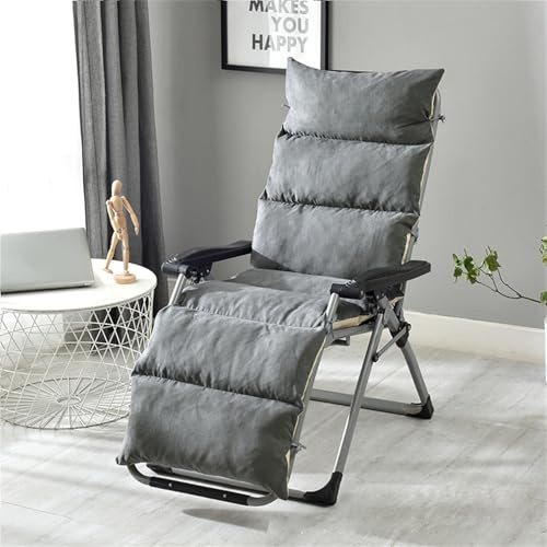 Highdi Coussin de Chaise Longue Jardin Exterieur, 12 cm d'épaisseur Coussin Bain de Soleil, Matelas Transat Pliable épais avec Sangles antidérapantes pour Terrasse Plage (Gris foncé,155x50cm)