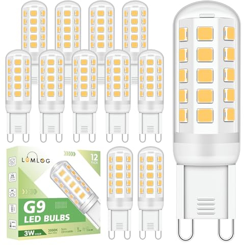 Lumlog G9 Light Bulbs Warm White 12-Pack, 3W 510 Lm 3000 Kelvin G9 Led Light Bulb, Equivalent to 30-40W Halogen, No Flicker Non-Dimmable Energy Saving, for Home Lighting Decor [Energy Class C]