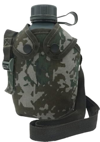 Borraccia termica da 1 l, con copertura mimetica, per esterni, verde militare, colore: verde militare