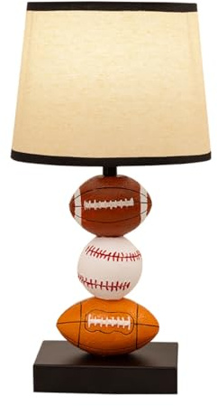 Ecliptix Kids Table Lamp, 14 Inch Rugby Football & Baseball Design with Cute Lampshade, Sports-Themed lamp Ideal for Children's Bedroom Decor, Bedside Lamp Includes LED Bulb