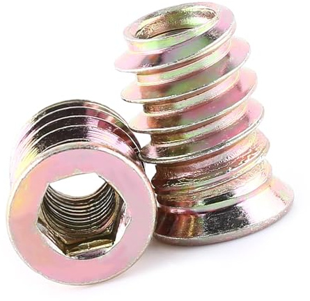 Garosa 20pcs Carbon Steel Hex Socket Insert Nuts, Zinc Plated Threaded Screw in Nuts for Wood Furniture, with External Thread and Hex Key Drive (M6*17mm)
