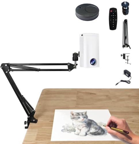 Proiettore da disegno portatile, lampada per proiettore artistico, proiettore Smart Sketcher per tracciamento, strumento di disegno con supporto per artisti, per tracciare su tela(White)