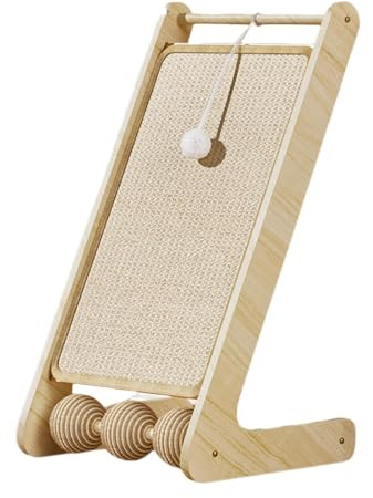 JISADER Rascador de Sisal en Forma de L con Pelota para Gatos, Juguete Interactivo para Gatos de Interior, a
