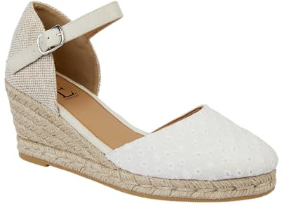 Shoes By Emma Women's Faux Suede Peep Toe Elasticated Slingback Hessian Espadrille Wedge Sandals