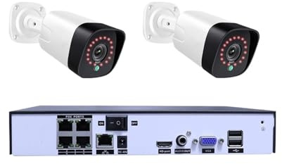H.265+ 8CH 5MP POE Sicherheitssystem-Kit Audiorecorder RJ45 Gesichtserkennung IP-Kamera Im Freien Wasserdichtes CCTV-Video-NVR Bewegungserkennung(None,4ch NVRX2 Cam 5MP)