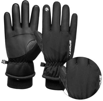 WHAMVOX Guanti da Ciclismo Invernali Termici Antiscivolo Impermeabili Polsino lungo Elastico Guanti da Equitazione e Mountain Bike per Uomo e Donna Interni in Cotone Spesso per Sport