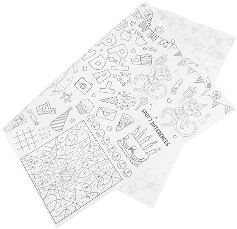 BESTYASH Nappe à Colorier pour Fête D’Anniversaire Nappe Rectangulaire en Papier 80x110 Cm Imprimée Accessoire de Décoration pour Fête D’intérieur et Jardin