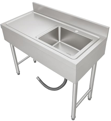 Fregadero independiente de acero inoxidable, fregadero de cocina para restaurante comercial, lavabo multifuncional, fregadero al aire libre, lavabo de desagüe, para interiores, cocina exterior
