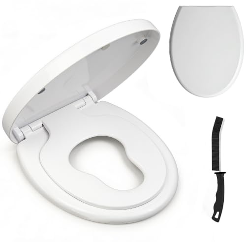 Crystals Family Soft Close Toilet Seat with Built-in Child Training Seat, Top Fixing Thermoplastic WC Seat, Quick Release, Slow Close Hinges, White