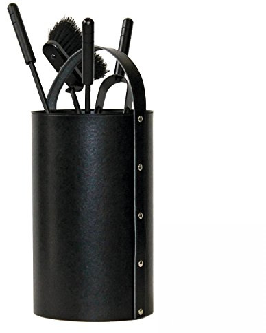 Kamin Besteck regeneriertes Leder schwarz inkl. Besteckteile