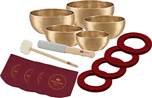 Sonic Energy Klangschalen Set Universal Series – 400/500/600/700/750 g – Für Meditation & Klangheilung – Inkl. Hülle, Filzring & Schlägel (SB-U-2950)