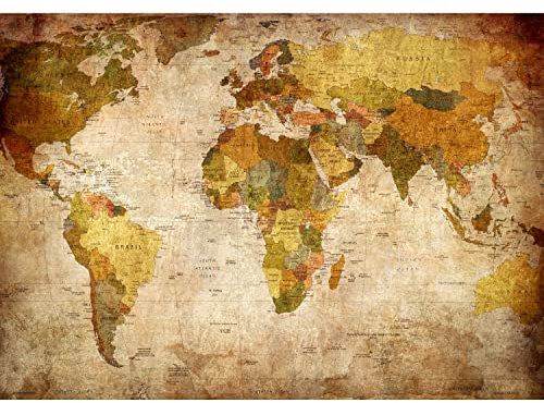 Runa Art Papier peint intissé Mural Carte vintage du monde Moderne Toison Salon Chambre à Coucherr Salle - Tableaux Muraux Tapisserie Photo - marron 9015010b