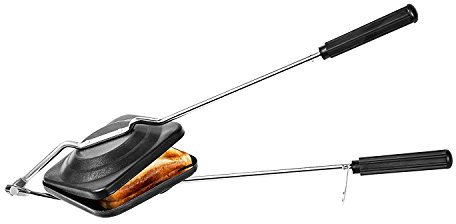 COOLBABY Sandwich Maker, Non-Stick Aluminium & Steel, Black & Silver, Rectangular, 15.5 x 5.6 Inches, 0.52 Pounds