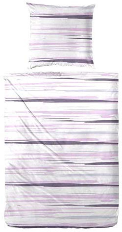Primera Bettwäsche Seersucker rosa-Mauve-weiß Größe 135x200 cm (80x80 cm)