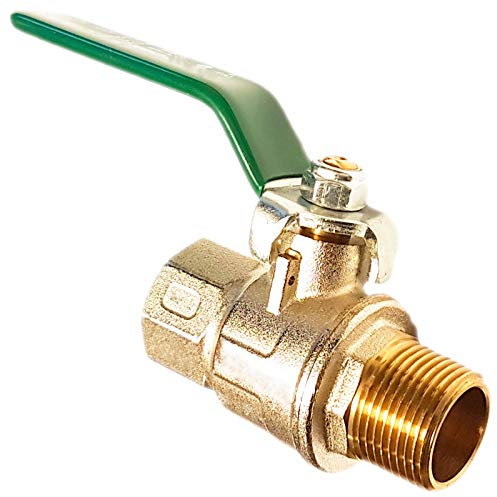 MegaHaustechnik Kugelhahn 3/4 Zoll Innengewinde und Außengewinde Anschlüsse IG x AG DN20 aus Messing mit Hebelgriff Grün für Trinkwasser DVGW