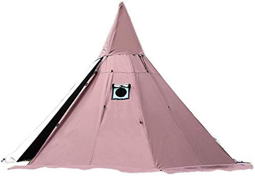 Sport Tent Camping Zelt Wasserdicht Tipi Zelt 4-Jahreszeiten mit Kaminloch und Innenzelt Kaminzelt Pyramiden/Indianerzelt für Outdoor Wanderungen Trekking (Braun, mit halb Gaze-Zelt)