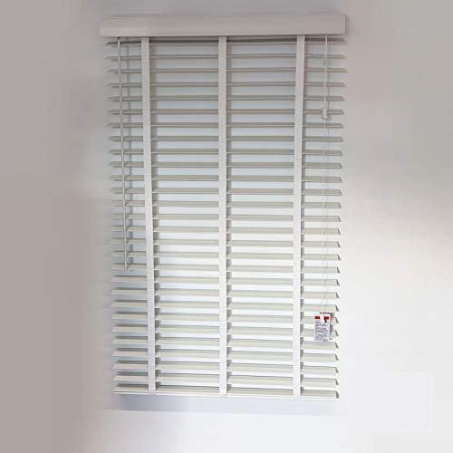 Jalousien in Holz-Optik | 50 mm Lamelle | Verschiedene Größen | Sonnenschutz für Fenster mit Bohren | PVC weiß/grau (weiß, 80 x 175 cm)