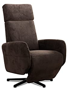Cavadore TV-Sessel Cobra / Fernsehsessel mit Liegefunktion, Relaxfunktion / Stufenlos manuell verstellbar / Sternfuß, belastbar bis 130 kg / 71 x 110 x 82 / Lederoptik, Dunkelbraun