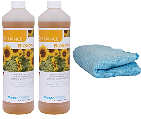 2x1 Liter Berger-Seidle Classic BioSoap, Holzbodenseife zur Reinigung und Pflegebehandlung von geölten und geölt-/gewachsten Parkett- und anderen Holzfußböden
