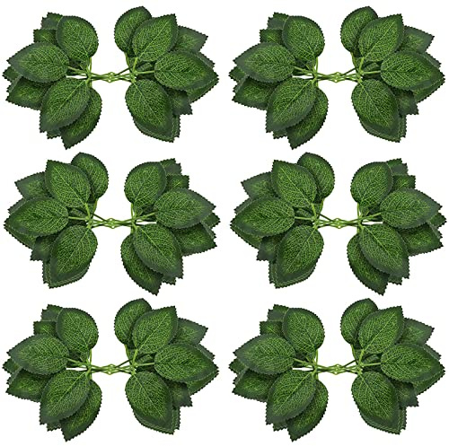 GORGECRAFT 60 STÜCK Bulk Rosenblätter Grüne Künstliche Kunstblätter Dekor Blumen Mit Realistischen Ranken Stiele Für Hochzeitsarrangements Mittelstücke Kleine Blumensträuße Girlande Handwerk