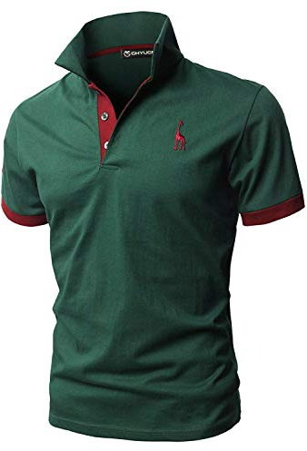 GHYUGR kortärmad polotröja för män giraff kontrastfärger golf tennis t-shirt, gRÖN, 3XL