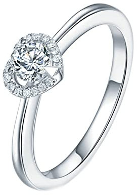 Epinki 750 Weißgold Diamantring, 0.3ct Labor Erstellt Diamant mit Diamant Ringe Eheringe Herz Form, Echtes Gold Kollektion, Silber, Gr.62 (19.7)