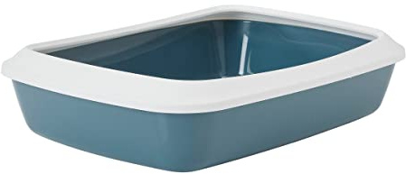 bac litiere pour Chat - Savic Iriz - Bleu - 50 cm - avec Rebord - Ouvert - Facile à Entretenir - 50x37x14 cm