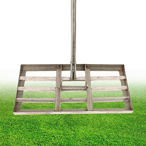 ATRNA Rasenrakel, Lawn Leveling Rake Golf Gartengras Werkzeug Topdressing Surface Garten Hinterhof Rasen Rasenschieber-Silver