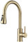 DAYONE Gebürstetes Gold Küchenarmatur mit Ausziehbare Brause, SUS304 Edelstahl Hochdruck Wasserhahn Küche, Mischbatterie Küche mit 3 Funktionen, 360° Drehbar Spültischarmatur Küche