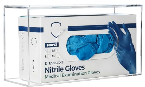 KOEMEHR Acryl Wandhalter für Einmalhandschuhe, Wandhalterung handschuhhalter Wand Handschuhspender für Einweghandschuhe aus Vinyl, Latex, Nitril, Transparent