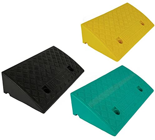 JWW Rollstuhlrampe Tragbare Leichte Auffahrrampe Set Kunststoff Schwerlastrampe Schwarz Bordsteinkanten Rampen 7-13 cm Hoch (Color : Green, Size : 50x27x12cm)
