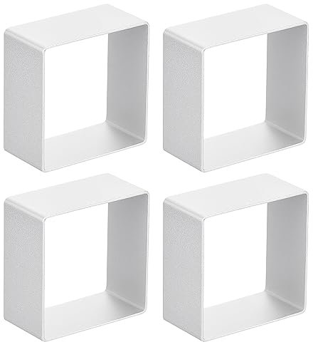 sourcing map 4pcs Metal Cookie Cutters Set, Aluminum Alloy Square Cookie Cutter Metal Cookie for Making Cake, Biscuit, Sandwich, Chocolate, Silver