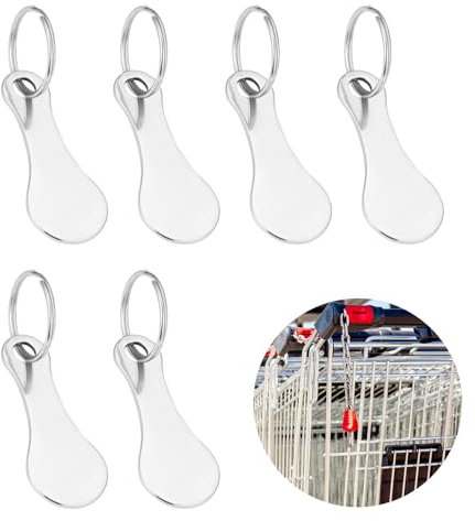 Simsky 6 Pezzi Portachiavi Gettone Carrello Spesa, Chiave per Carrello della Spesa in Acciaio Inox, Rimovibile Gettoni Carrello Spesa per Trolley, Moneta Carrello Spesa, Carrelli Della Spesa