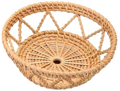LIFKOME Cesta Tejida de Ratán Natural, Fruteros de Mesa Redondos