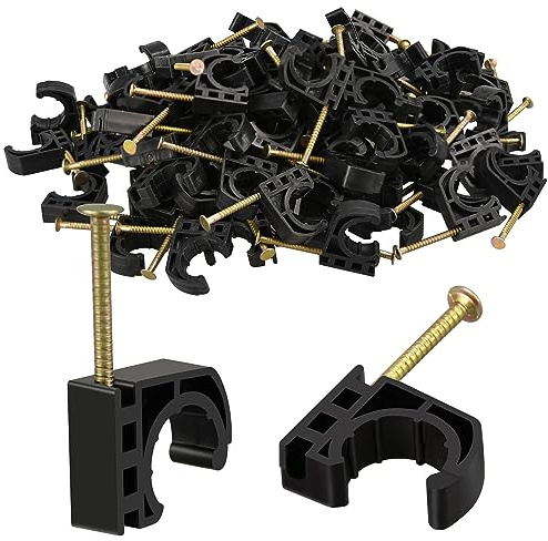 100 Pack 1/2 Half Clamps J-Hook with Nails Set